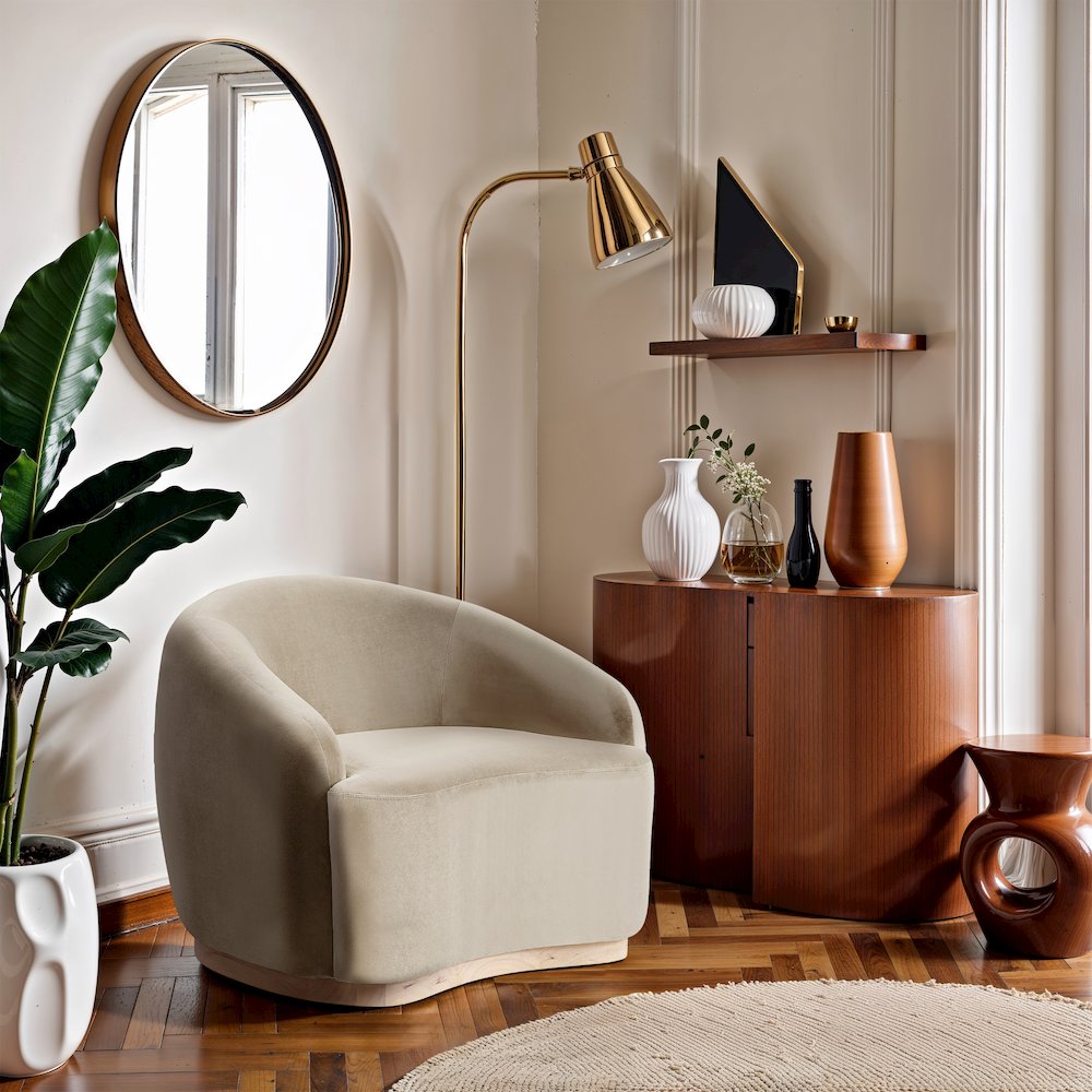 Gustavo Cream Velvet Upholstered Chair
