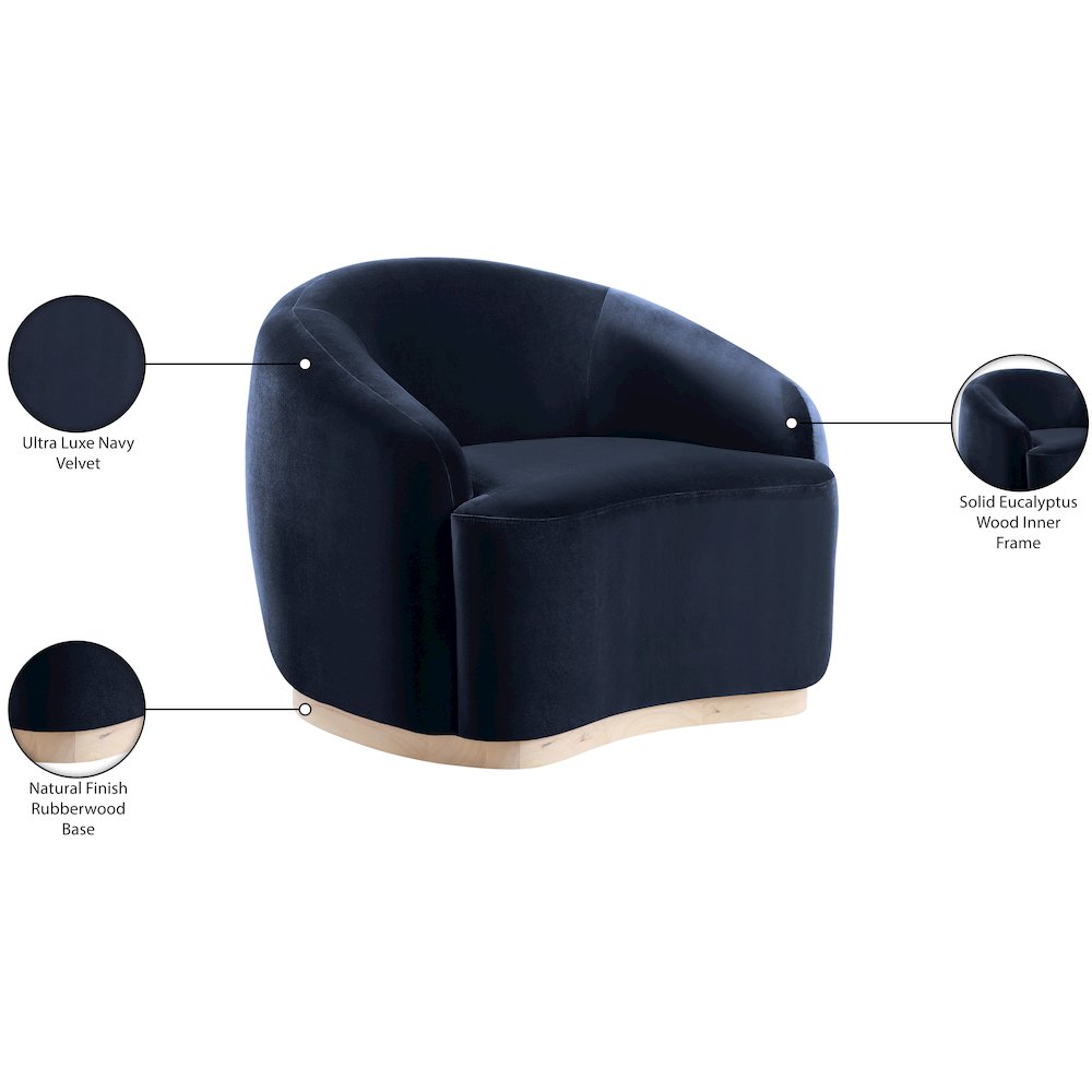 Gustavo Navy Velvet Upholstered Chair