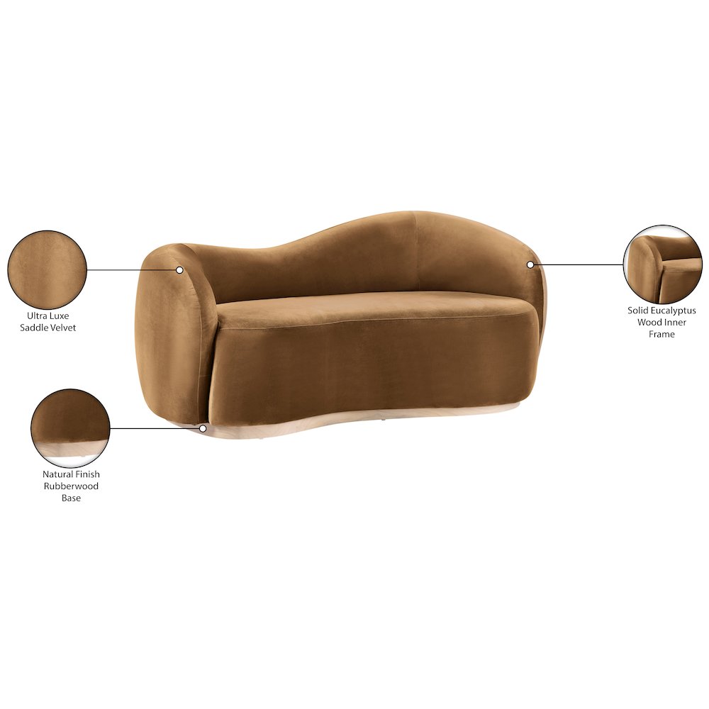 Gustavo 72.5" Saddle Velvet Upholstered Loveseat