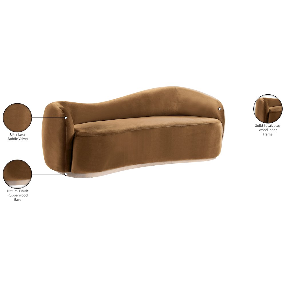 Gustavo 92.5" Saddle Velvet Upholstered Sofa