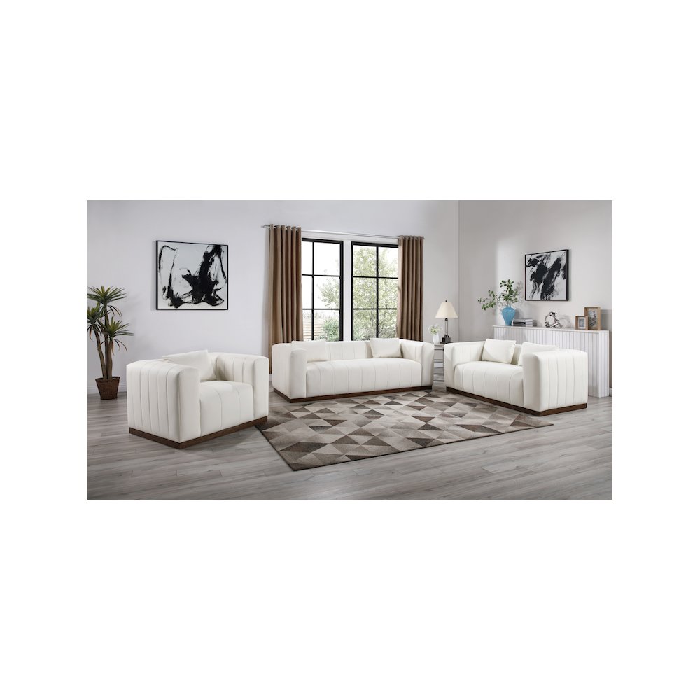 Mallina Cream Vegan Leather Loveseat