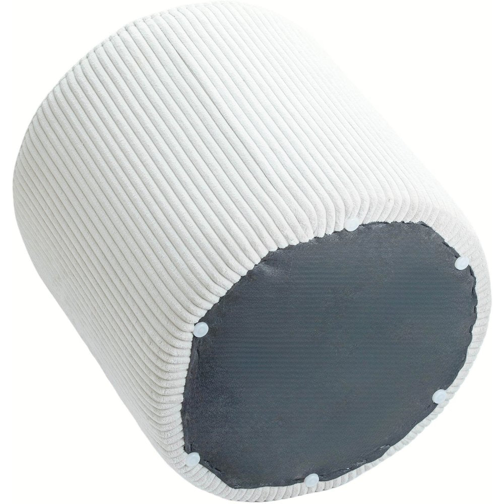 Roy Cream Microsuede Fabric Ottoman/Stool