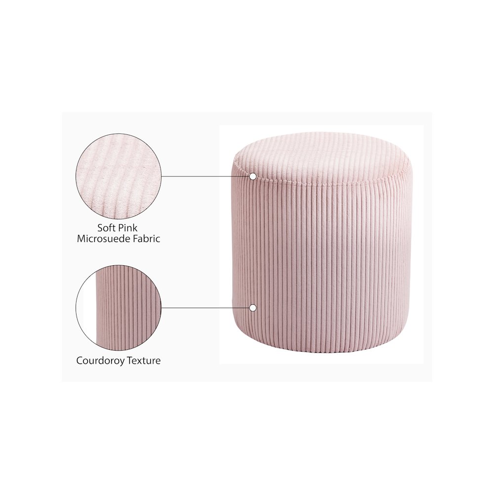Roy Pink Microsuede Fabric Ottoman/Stool