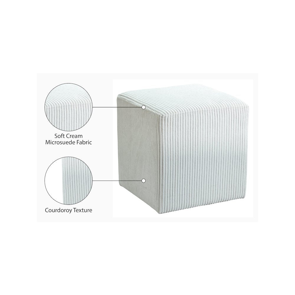 Roy Cream Microsuede Fabric Ottoman/Stool