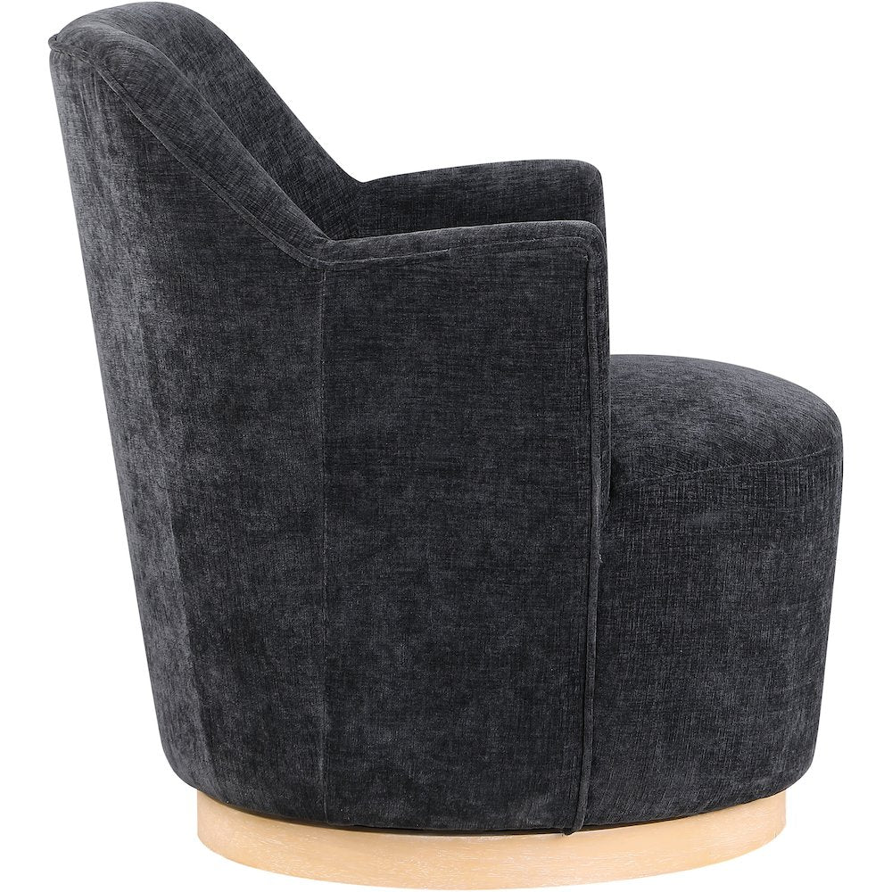 Clarita Black Chenille Fabric Swivel Accent Chair