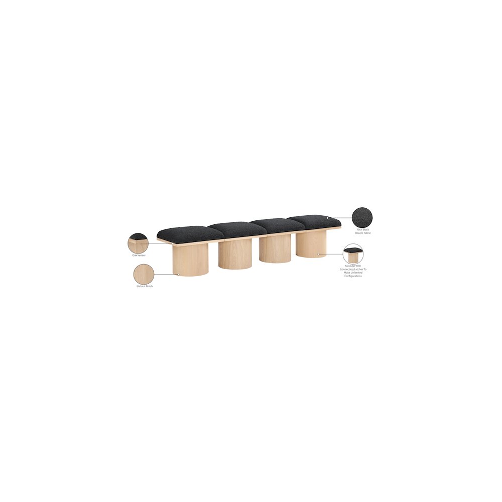 Pavilion Black Boucle Fabric Bench