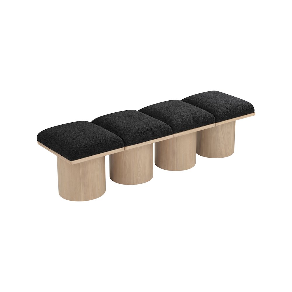 Pavilion Black Boucle Fabric Bench