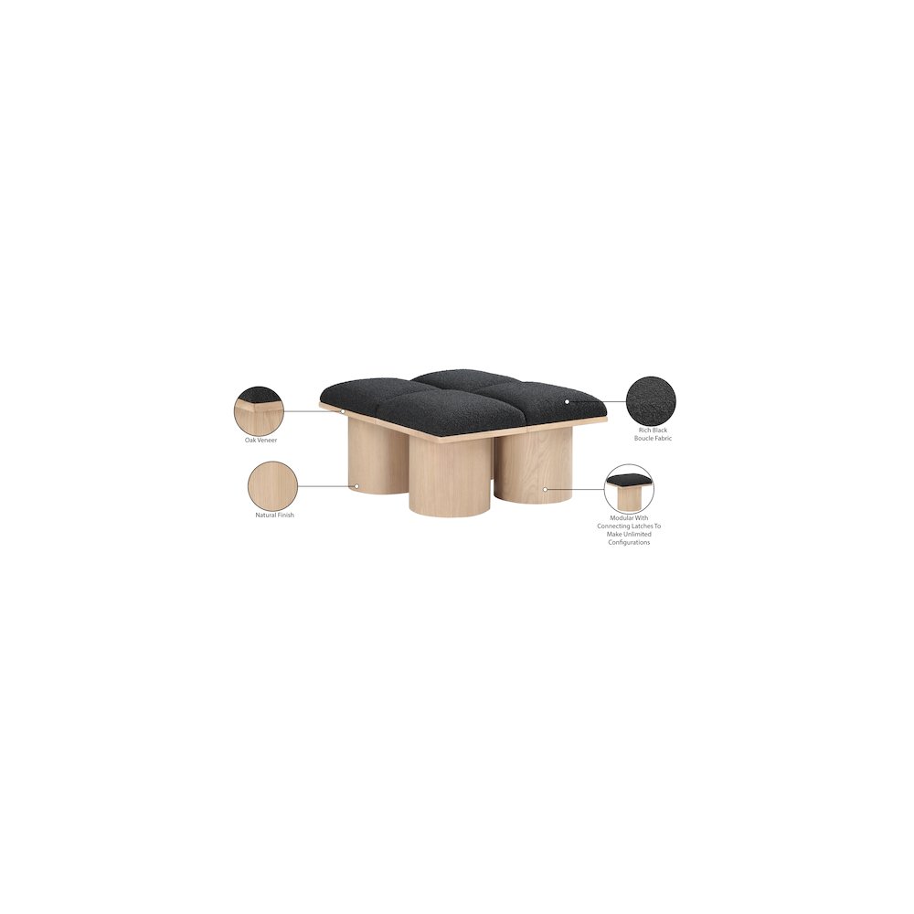 Pavilion Black Boucle Fabric Bench