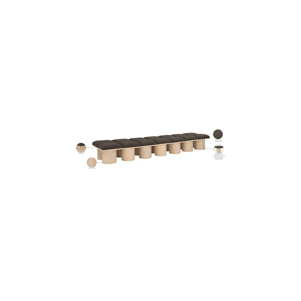Pavilion Brown Boucle Fabric Bench