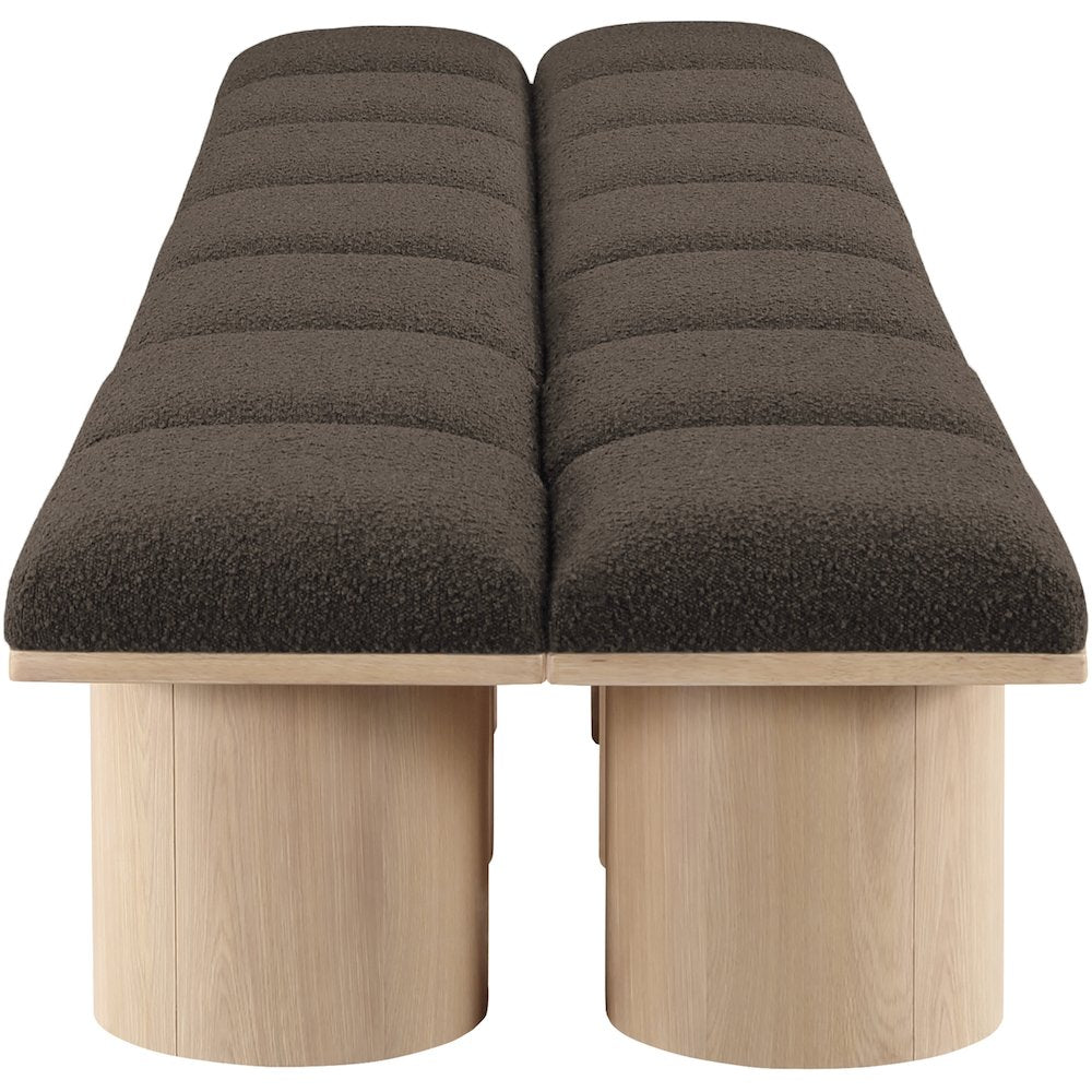 Pavilion Brown Boucle Fabric Bench