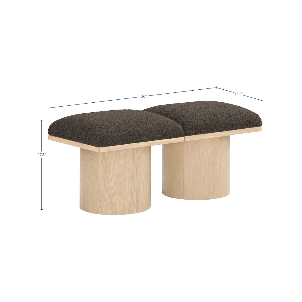 Pavilion Brown Boucle Fabric Bench