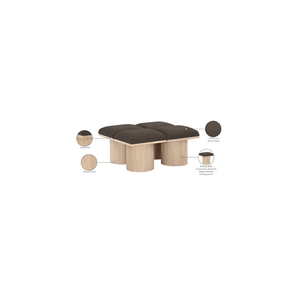Pavilion Brown Boucle Fabric Bench