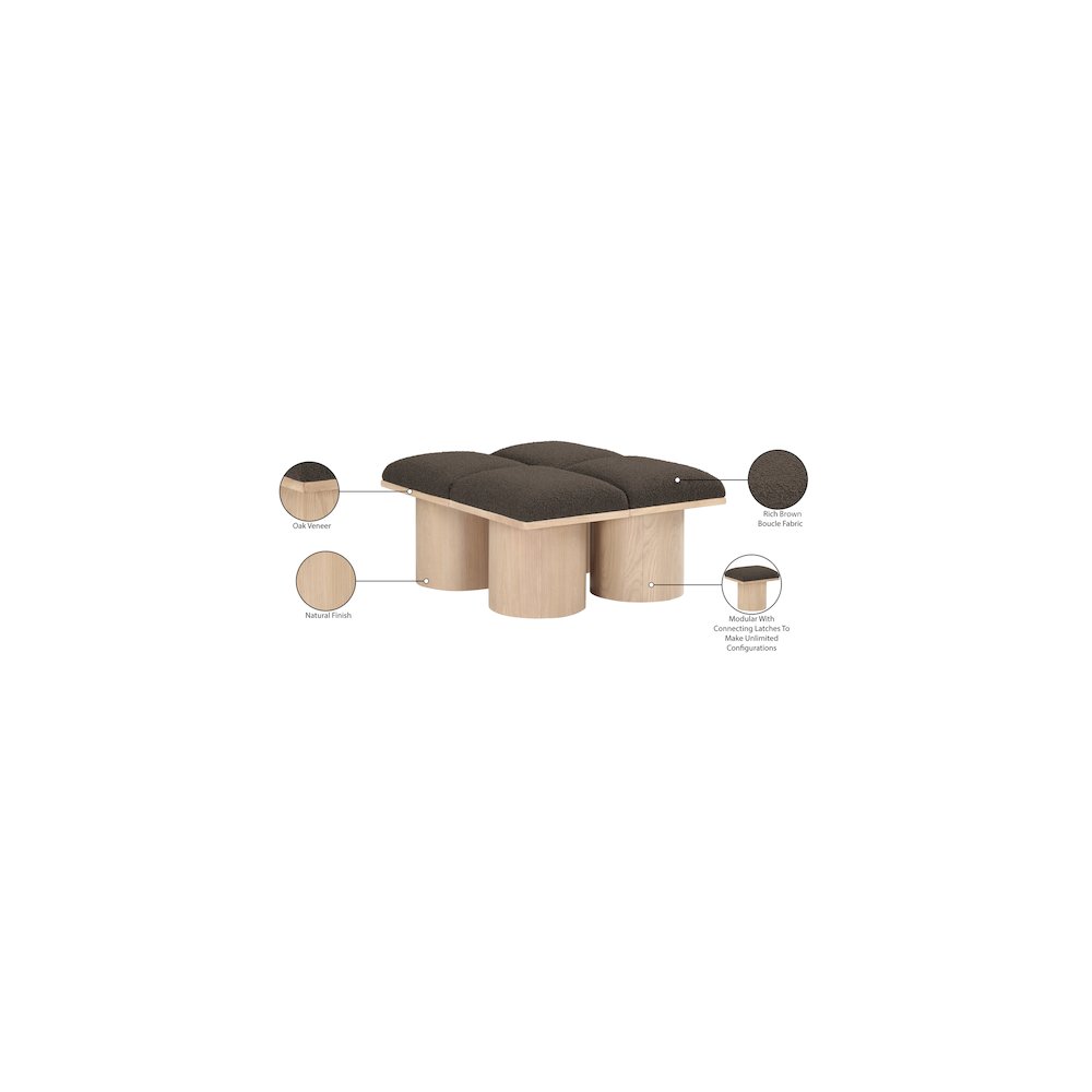 Pavilion Brown Boucle Fabric Bench