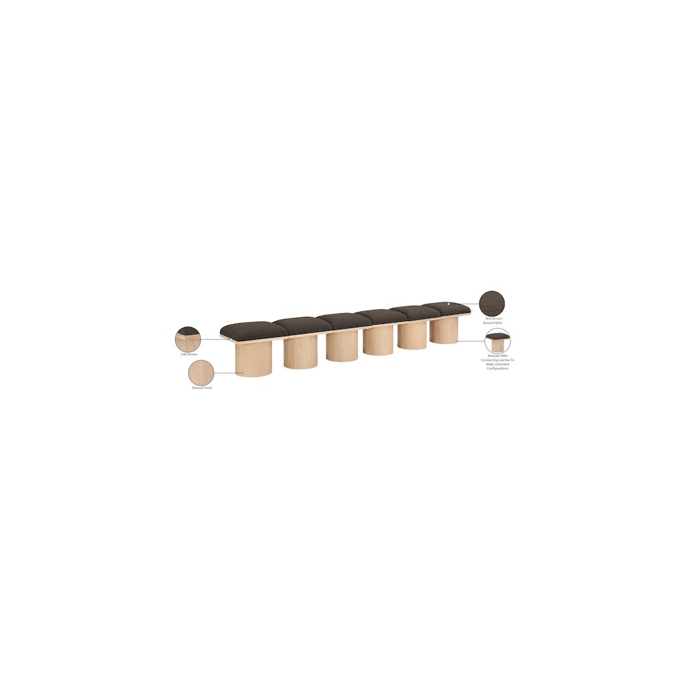Pavilion Brown Boucle Fabric Bench