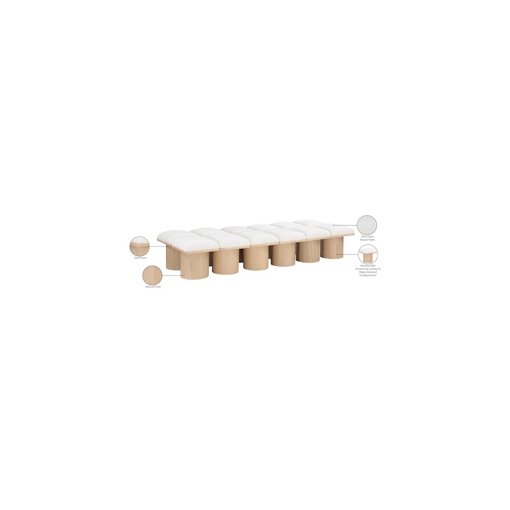 Pavilion Cream Boucle Fabric Bench