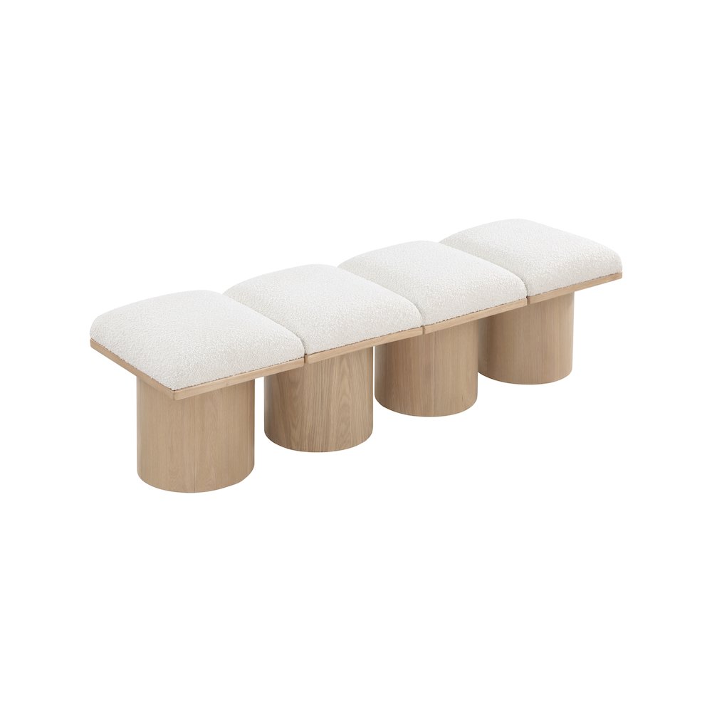 Pavilion Cream Boucle Fabric Bench
