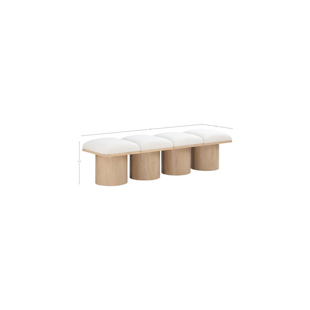 Pavilion Cream Boucle Fabric Bench