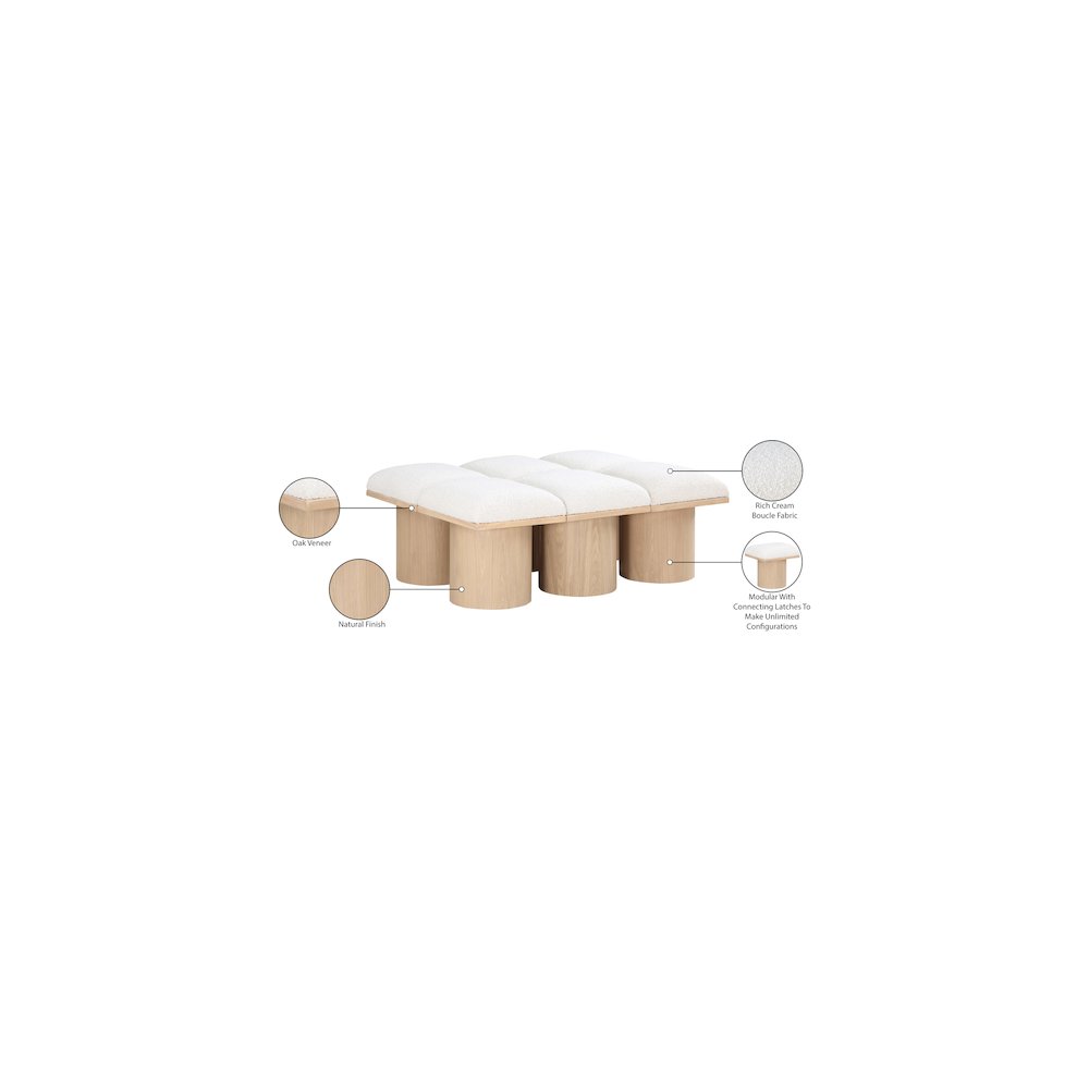 Pavilion Cream Boucle Fabric Bench