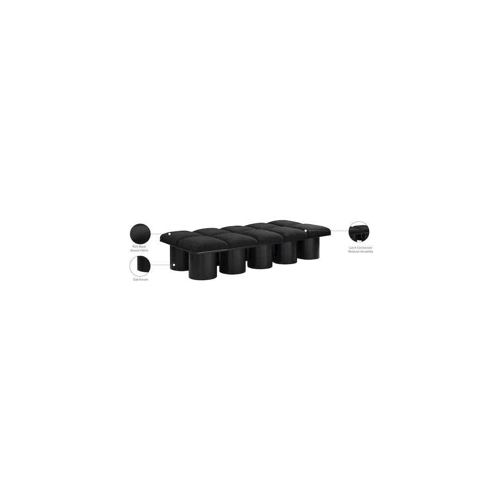 Pavilion Black Boucle Fabric Bench