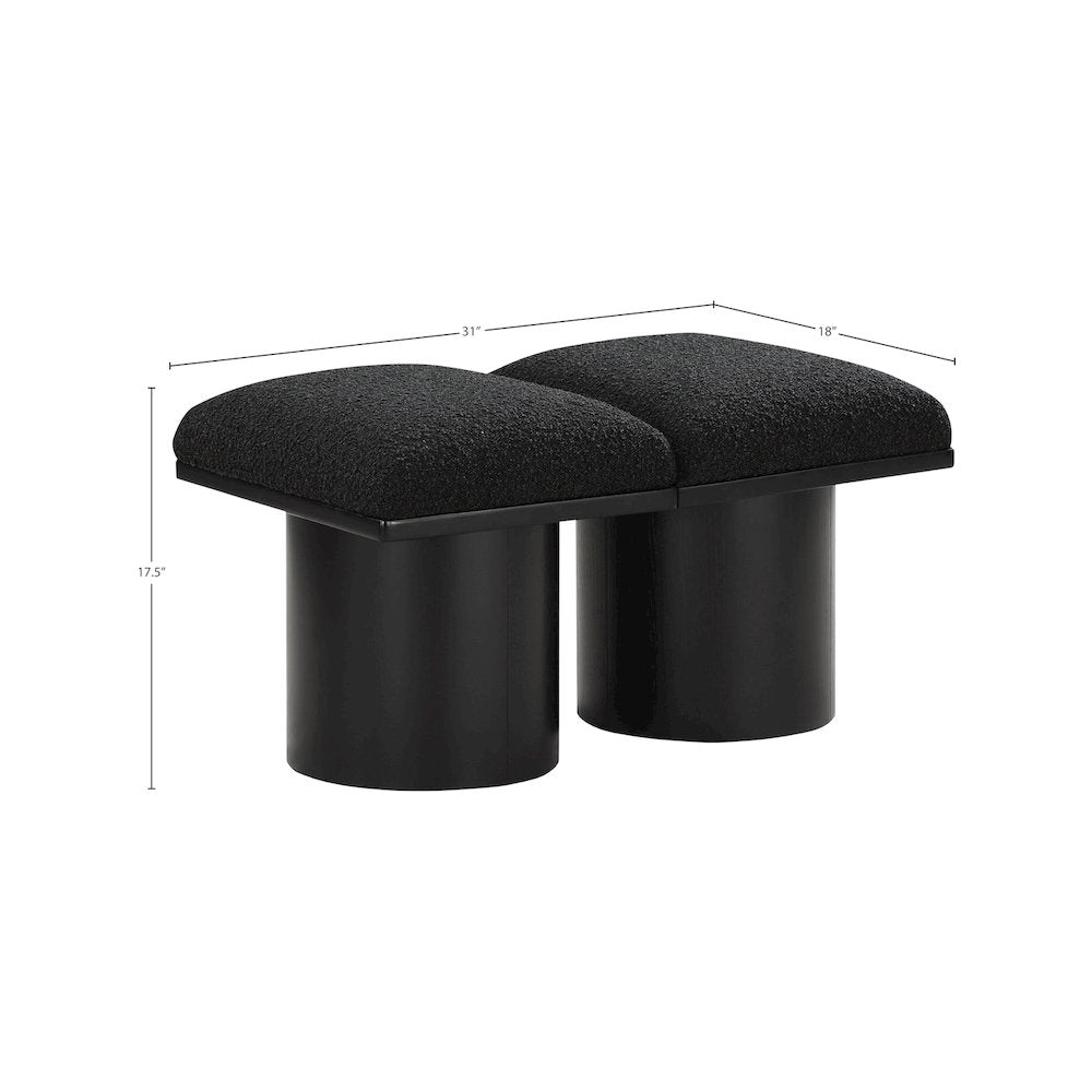 Pavilion Black Boucle Fabric Bench