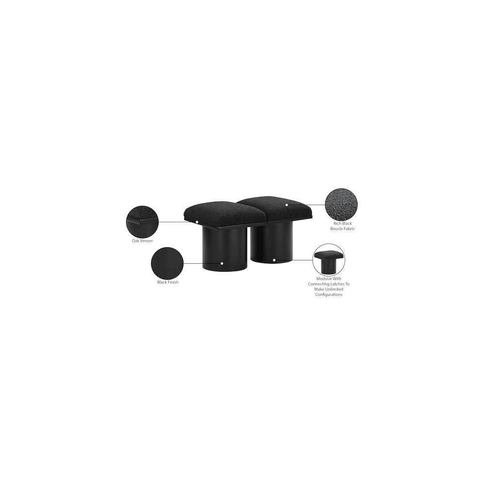 Pavilion Black Boucle Fabric Bench