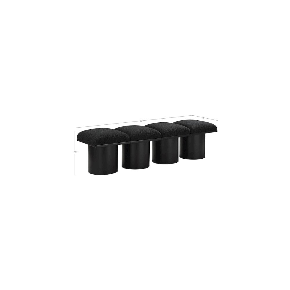 Pavilion Black Boucle Fabric Bench