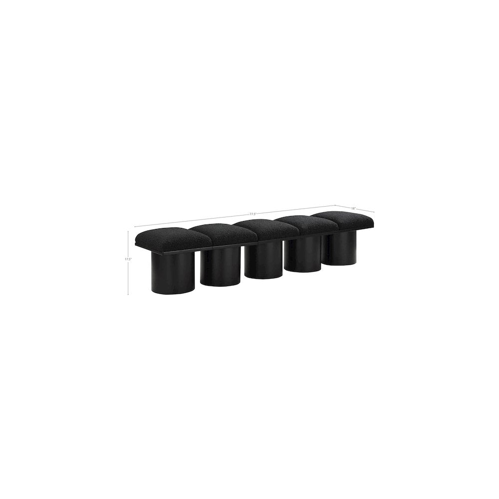 Pavilion Black Boucle Fabric Bench