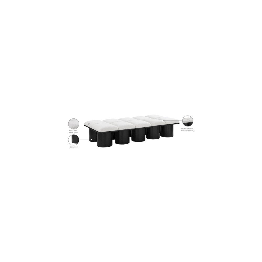 Pavilion Cream Boucle Fabric Bench