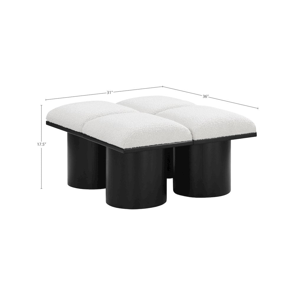 Pavilion Cream Boucle Fabric Bench