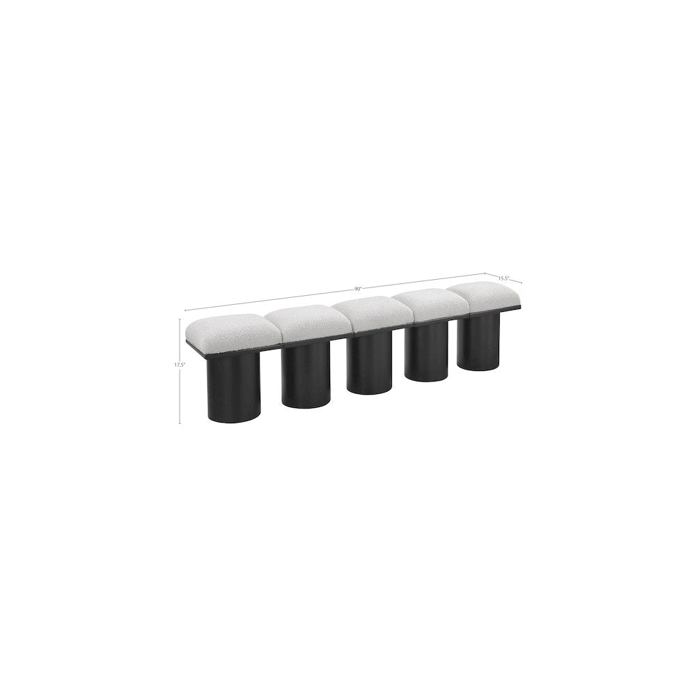 Pavilion Cream Boucle Fabric Bench