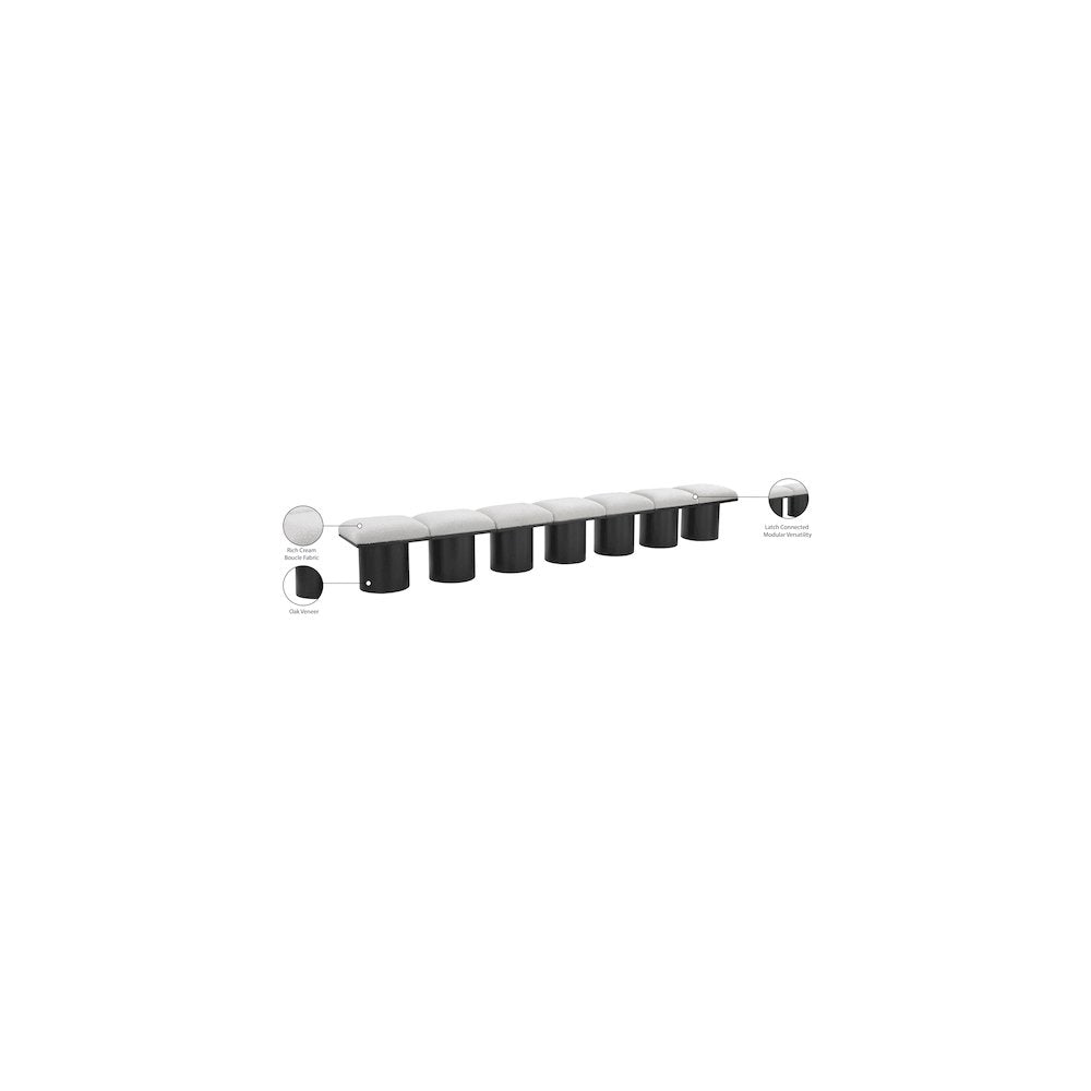 Pavilion Cream Boucle Fabric Bench