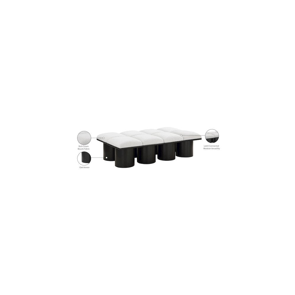 Pavilion Cream Boucle Fabric Bench