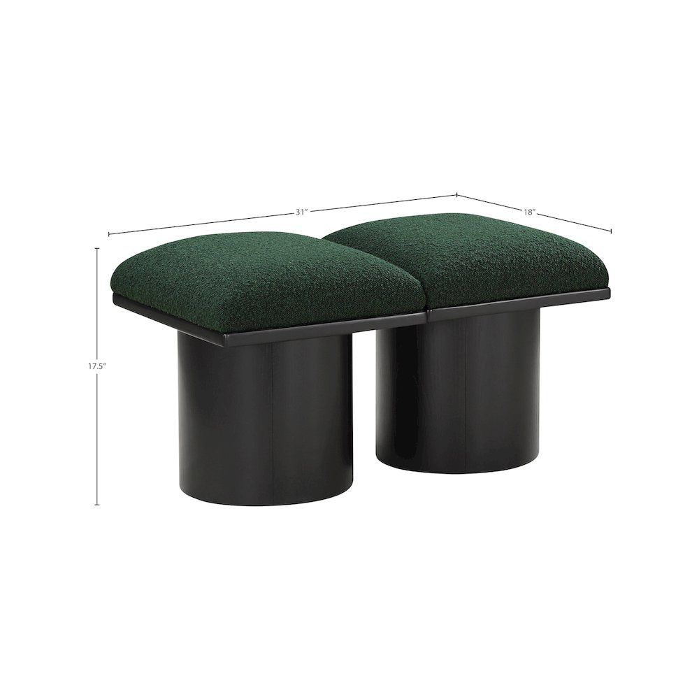 Pavilion Green Boucle Fabric Bench