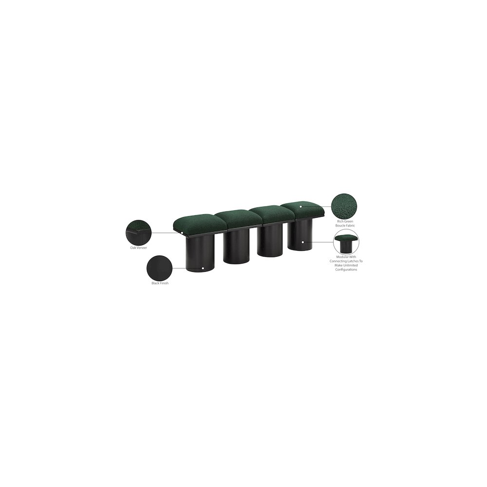 Pavilion Green Boucle Fabric Bench