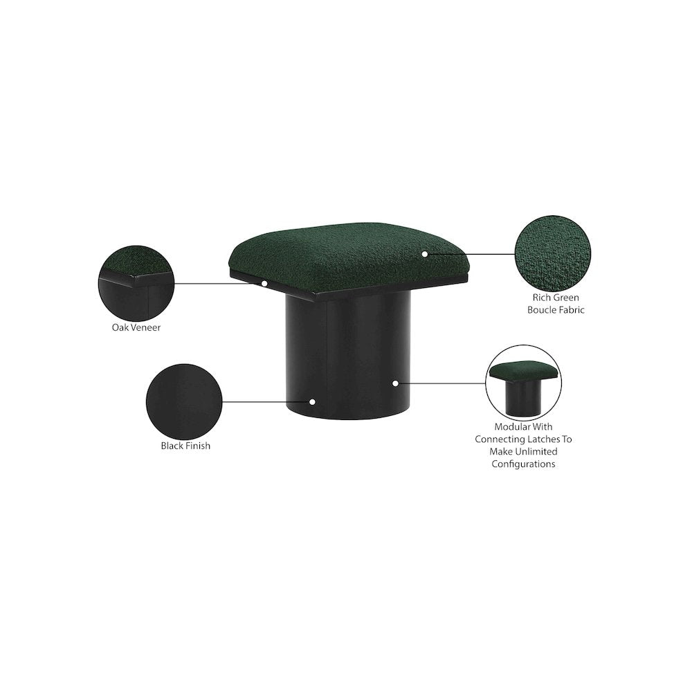 Pavilion Green Boucle Fabric Bench/Stool