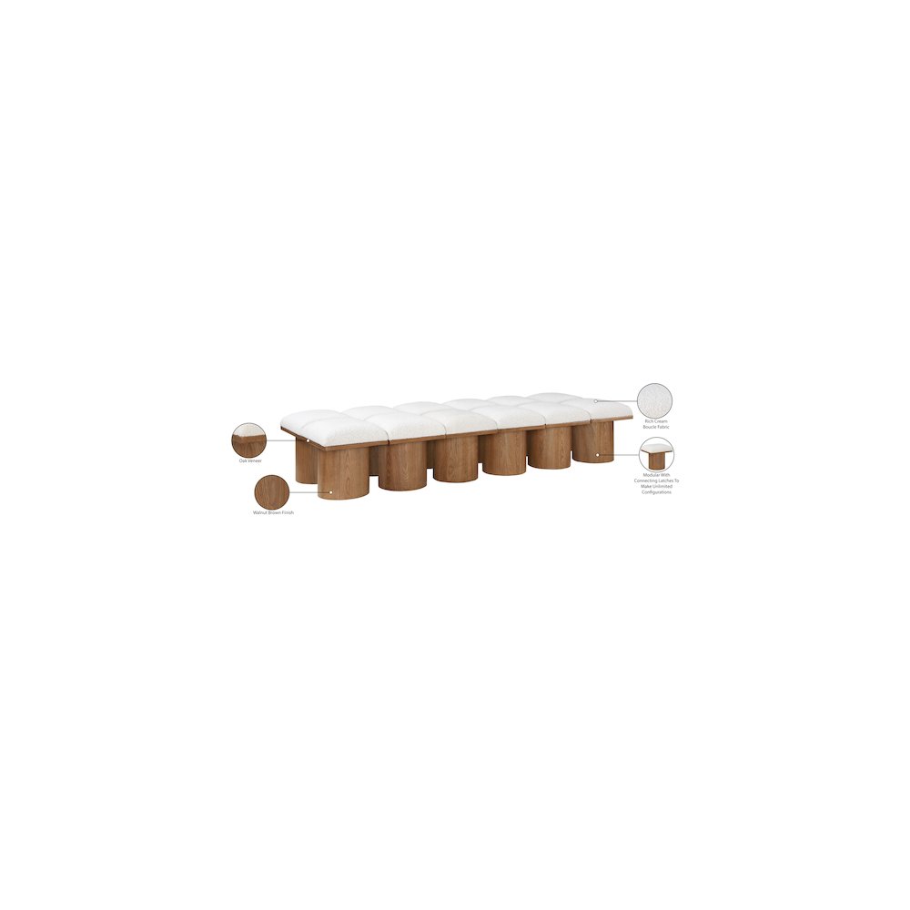 Pavilion Cream Boucle Fabric Bench