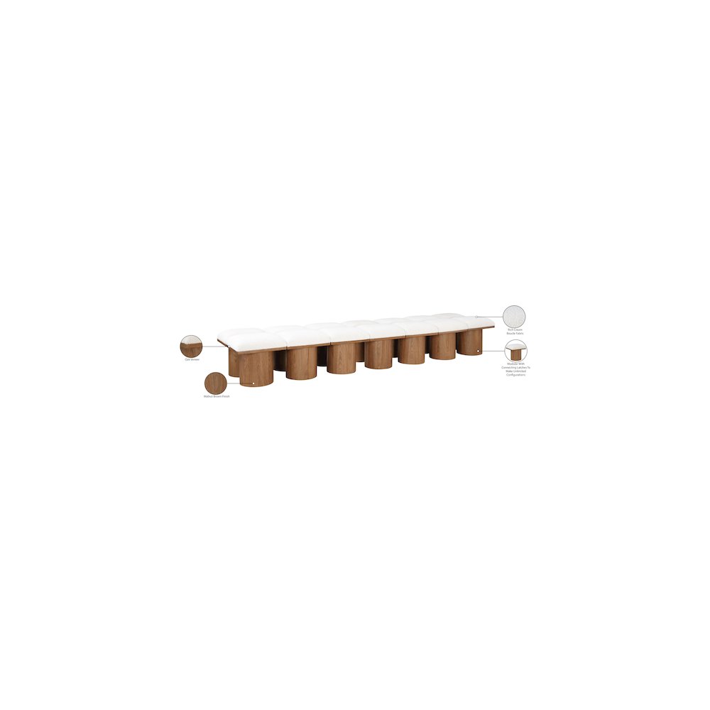 Pavilion Cream Boucle Fabric Bench