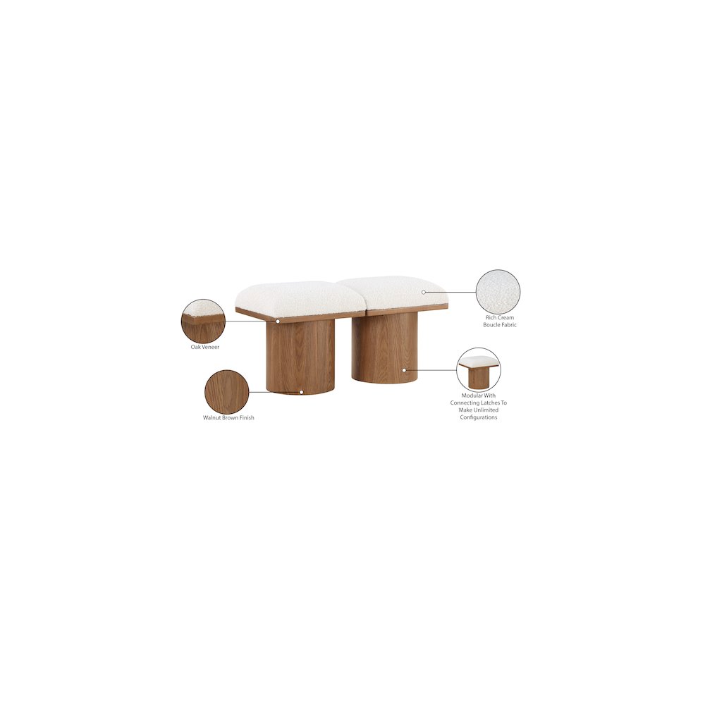 Pavilion Cream Boucle Fabric Bench