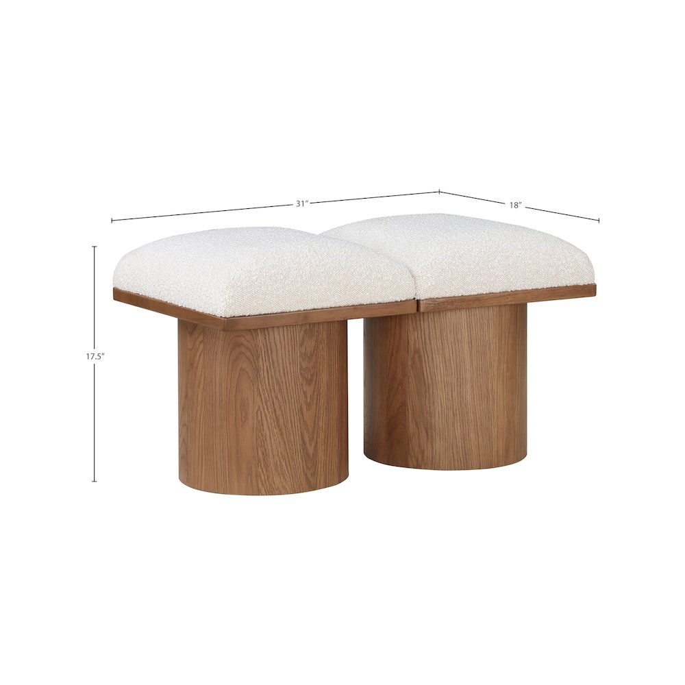 Pavilion Cream Boucle Fabric Bench