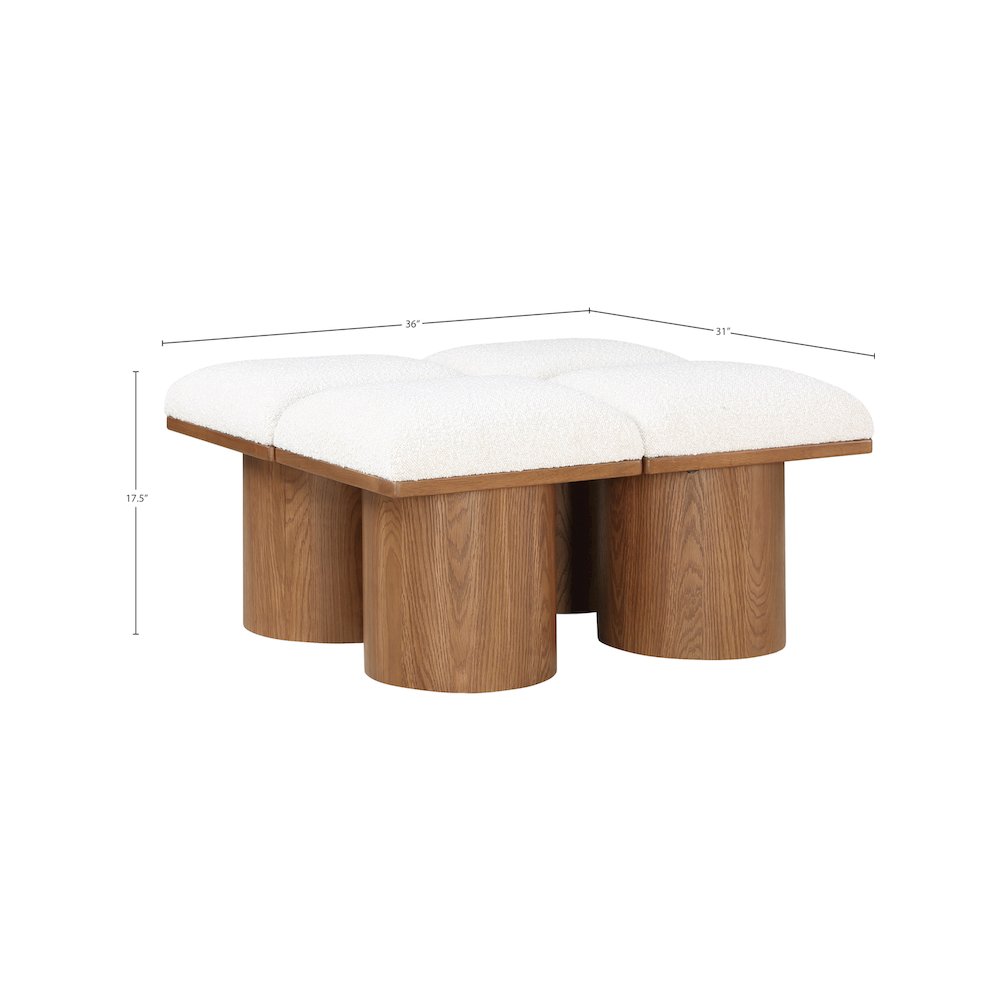 Pavilion Cream Boucle Fabric Bench