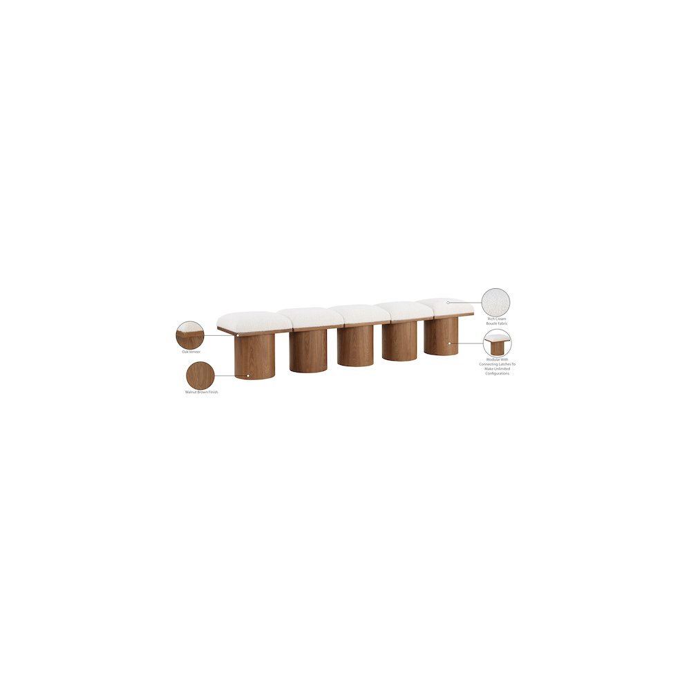 Pavilion Cream Boucle Fabric Bench