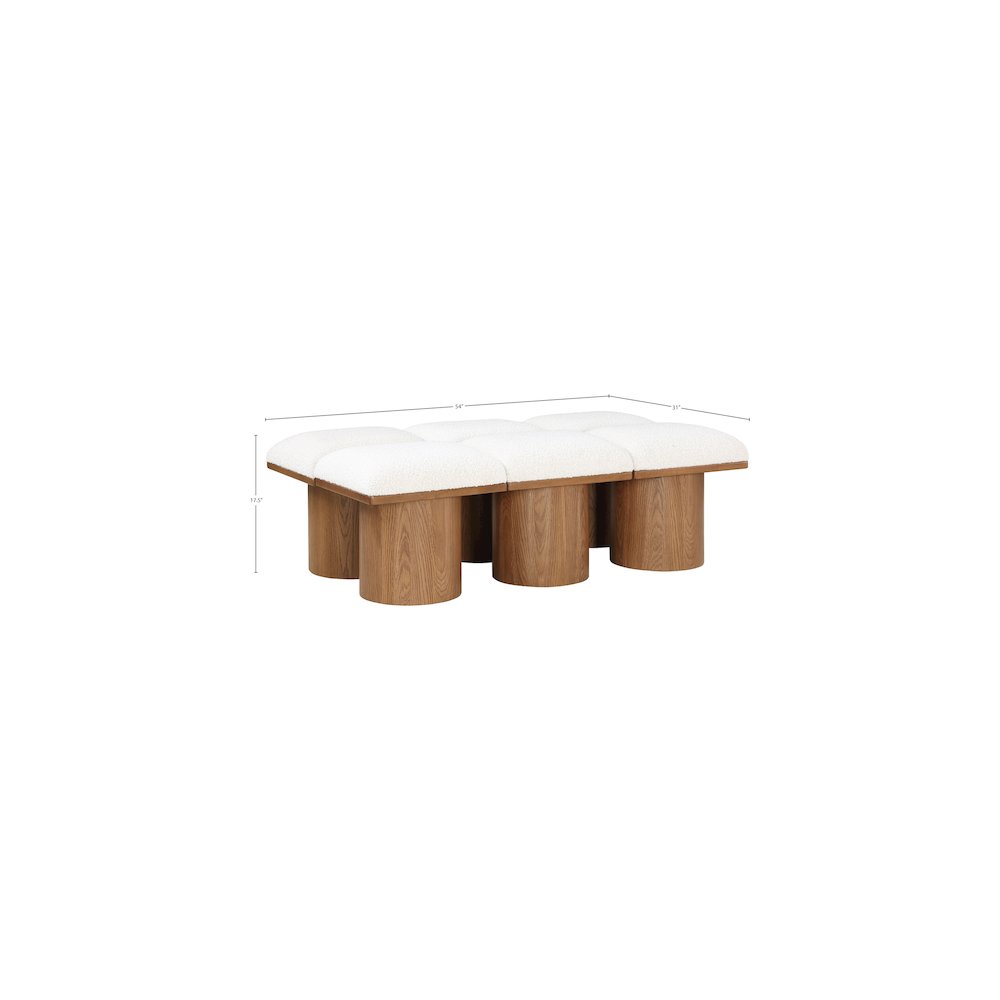 Pavilion Cream Boucle Fabric Bench
