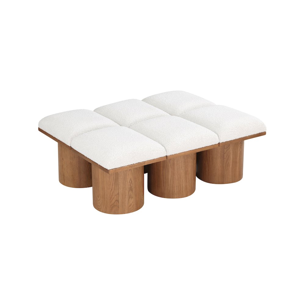 Pavilion Cream Boucle Fabric Bench