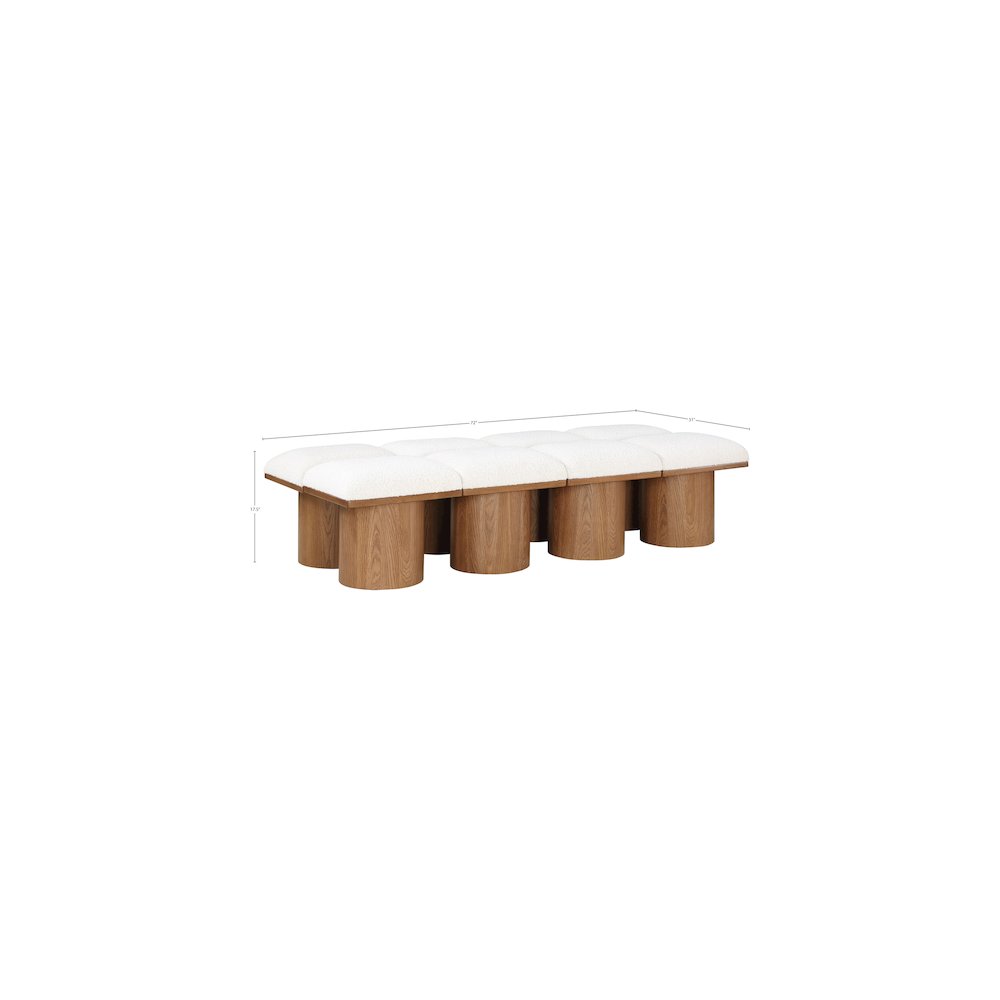 Pavilion Cream Boucle Fabric Bench