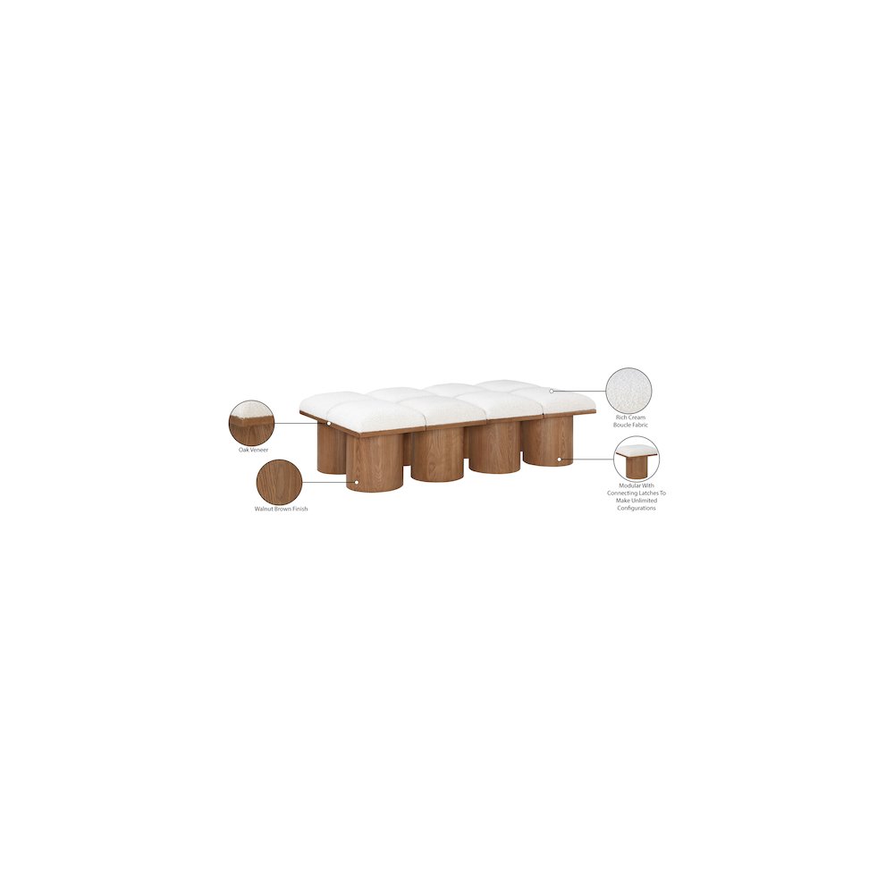 Pavilion Cream Boucle Fabric Bench