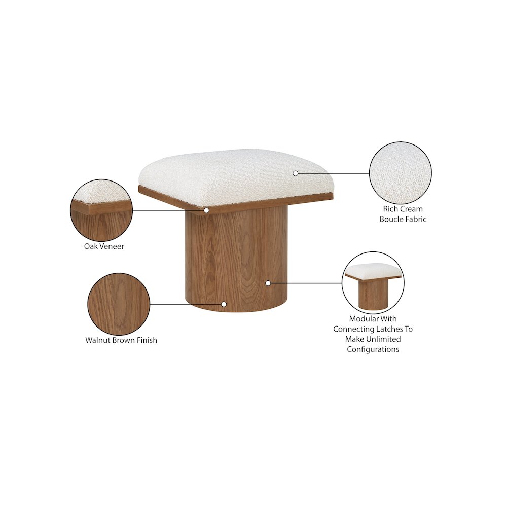 Pavilion Cream Boucle Fabric Bench/Stool