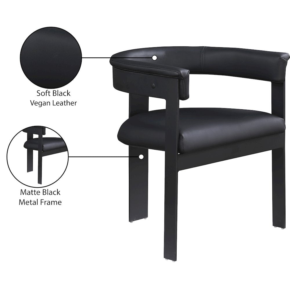 Romeo Black Vegan Leather Dining Chair, Set of 2