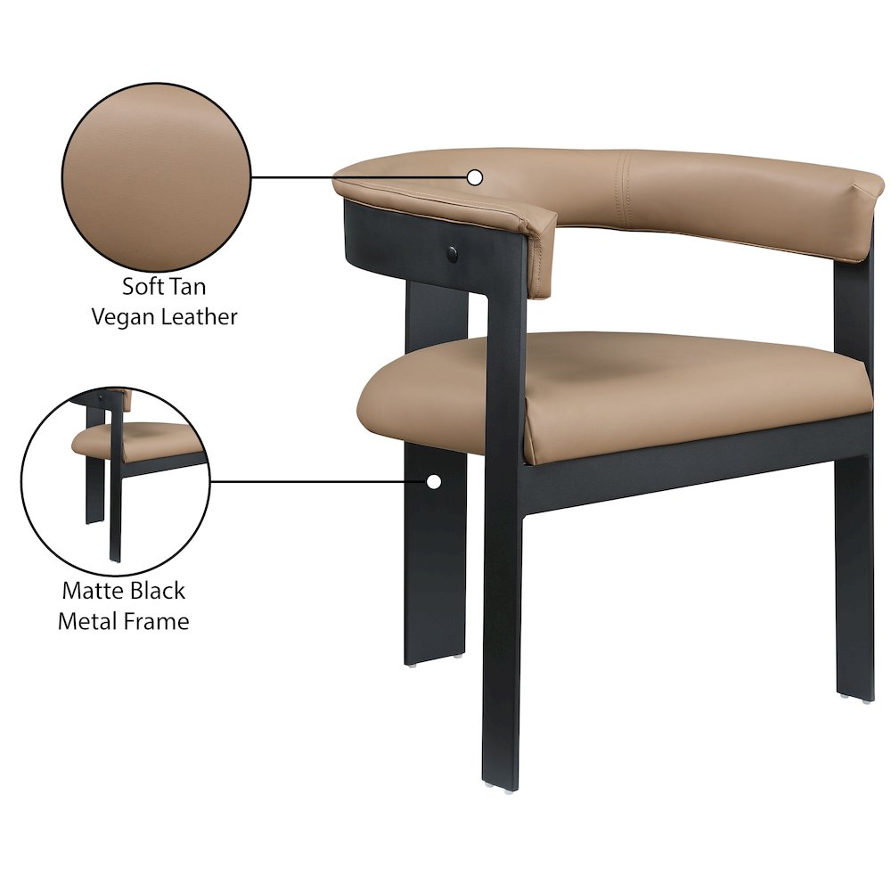 Romeo Tan Vegan Leather Dining Chair, Set of 2
