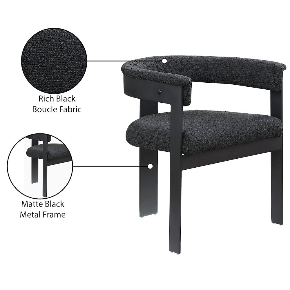 Romeo Black Boucle Fabric Dining Chair, Set of 2