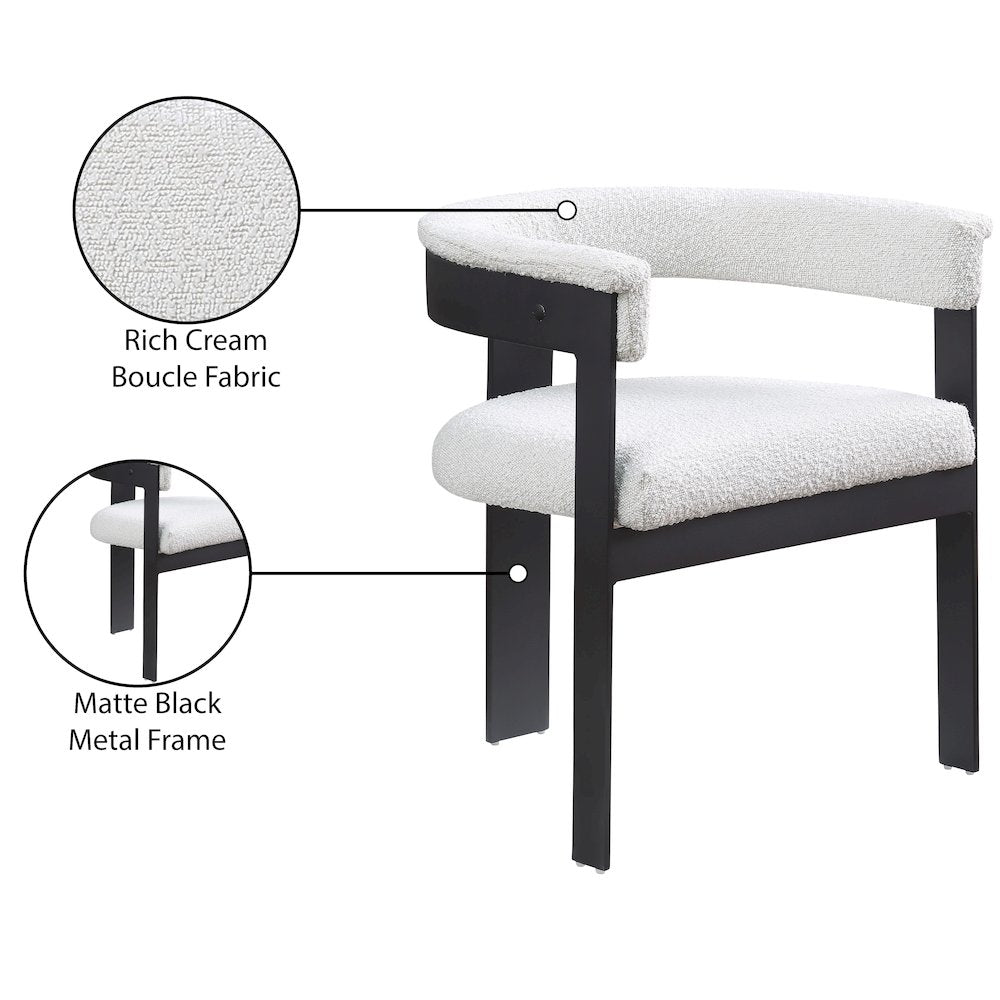 Romeo Cream Boucle Fabric Dining Chair, Set of 2